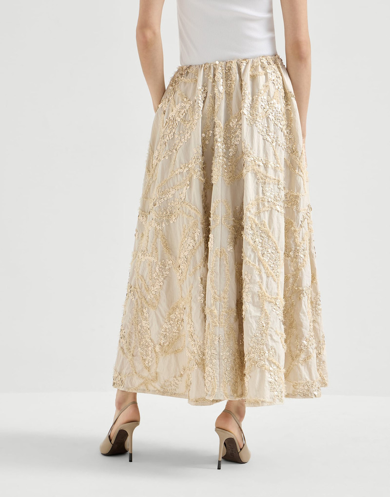 Techno cotton poplin skirt with dazzling seabed embroidery 3