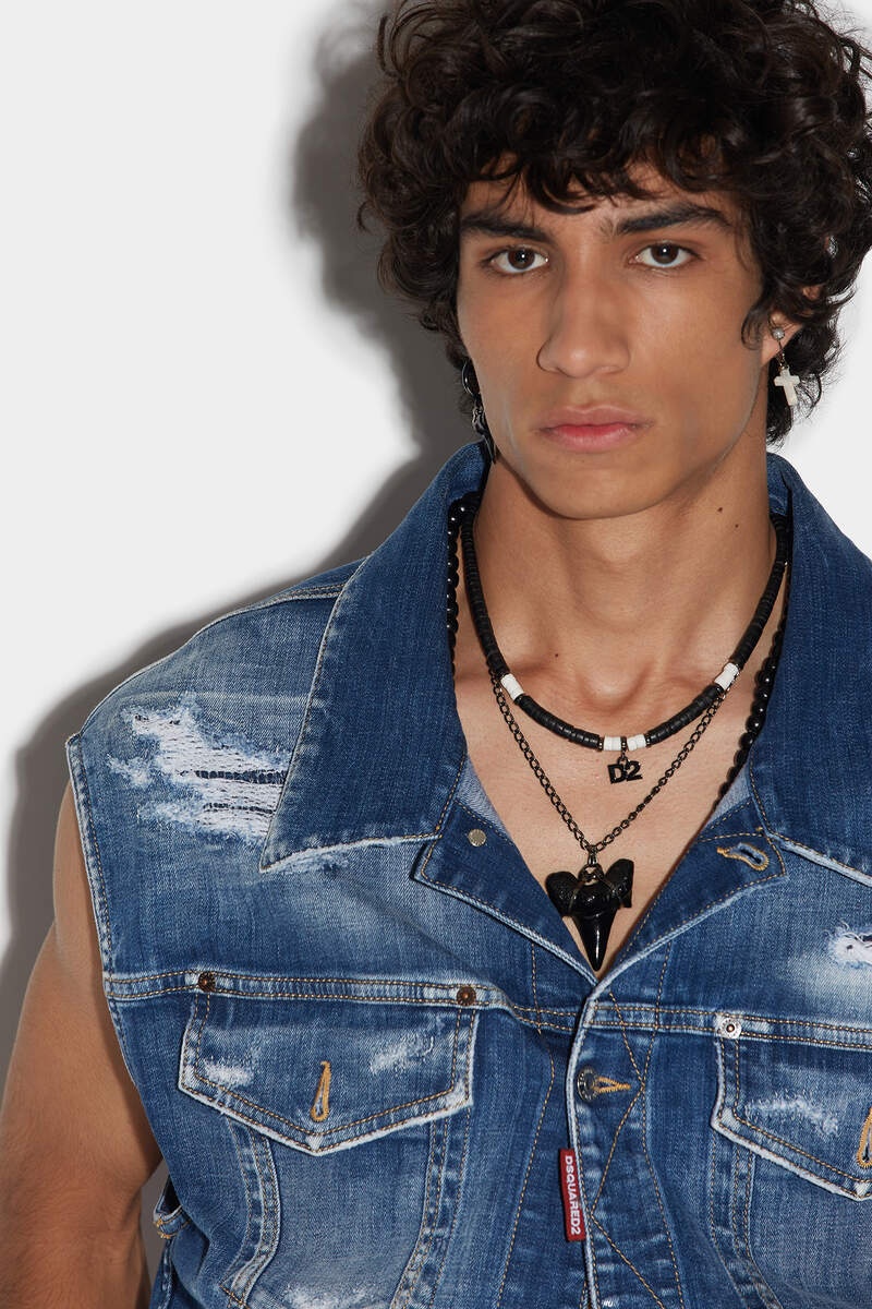 DSQUARED2 MEDIUM SLASH WASH PUFFER VEST - 4