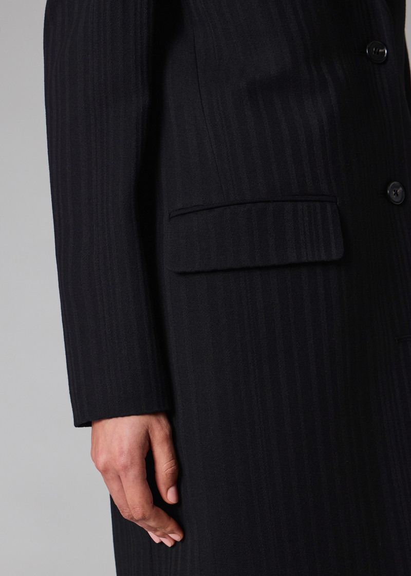 Women's Dark Navy 'Shadow Stripe' Cashmere-Blend Epsom Coat 12