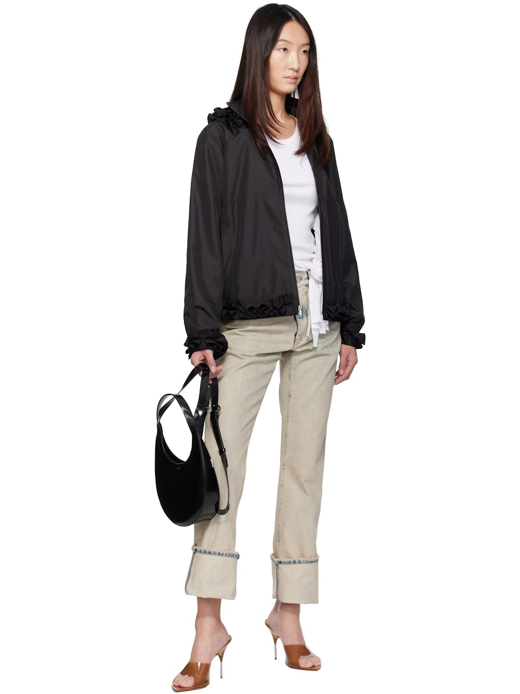 Black Pleated Ribbon Jacket - 4