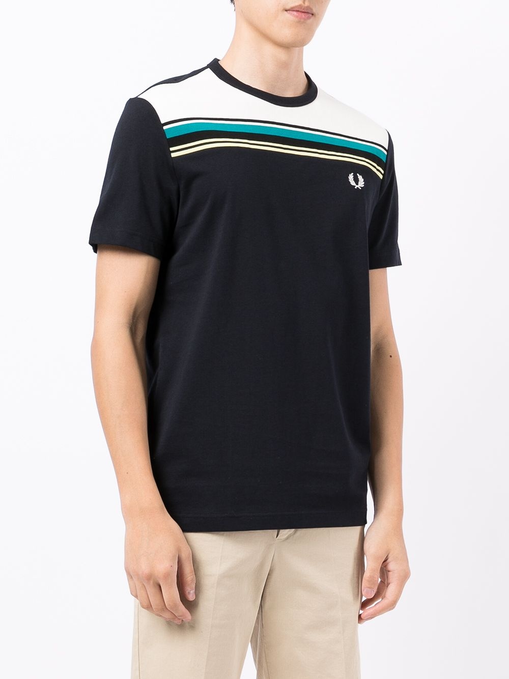 logo striped crew-neck T-shirt - 3