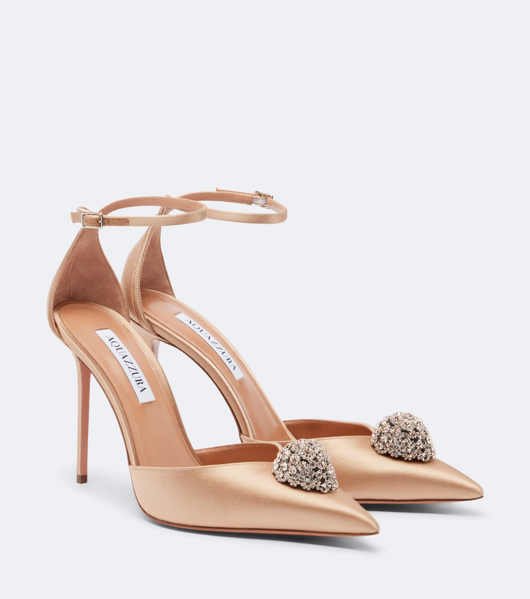 Drop embellished satin slingback pumps - 1