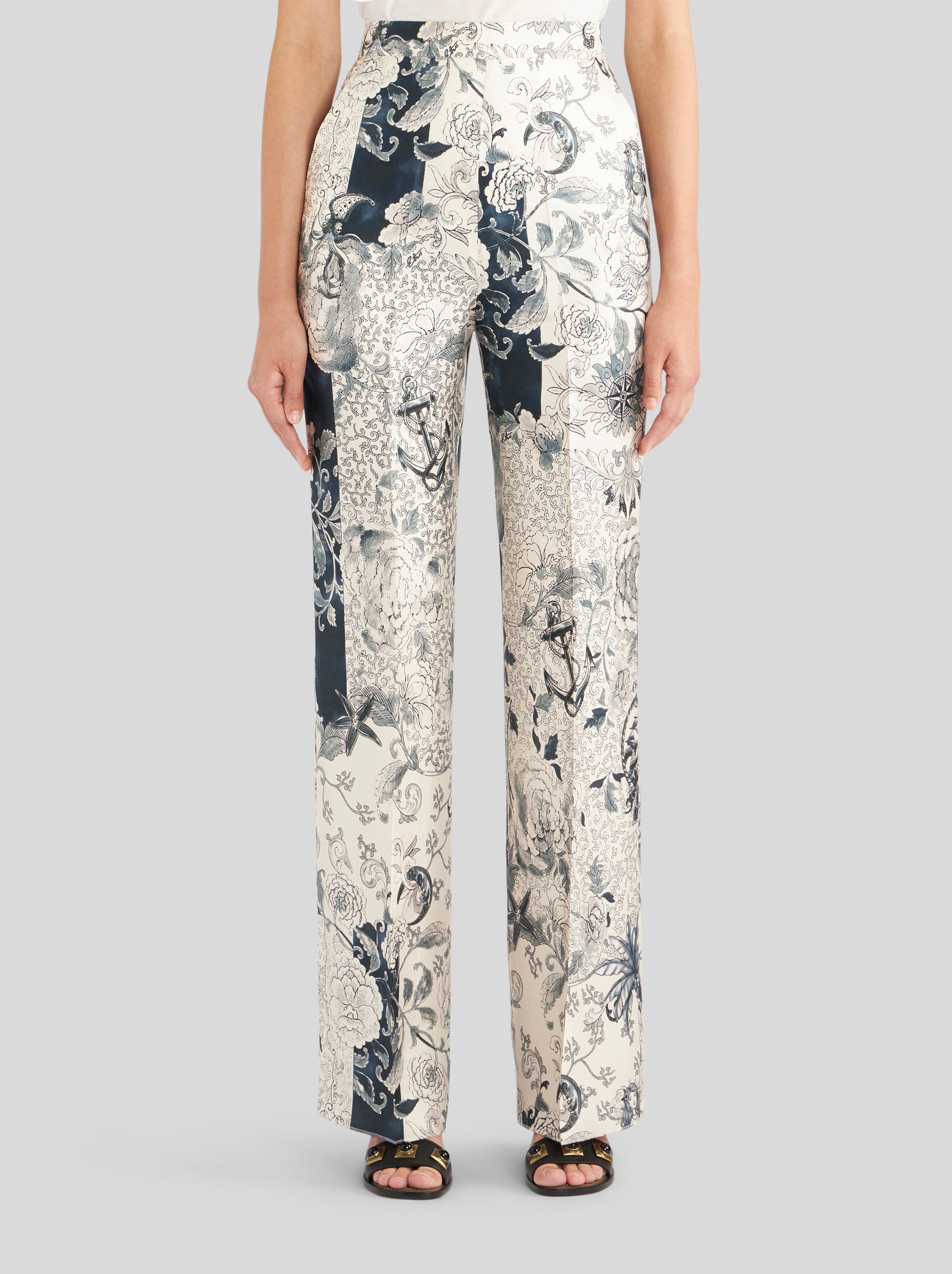 PRINTED SILK PALAZZO TROUSERS - 2