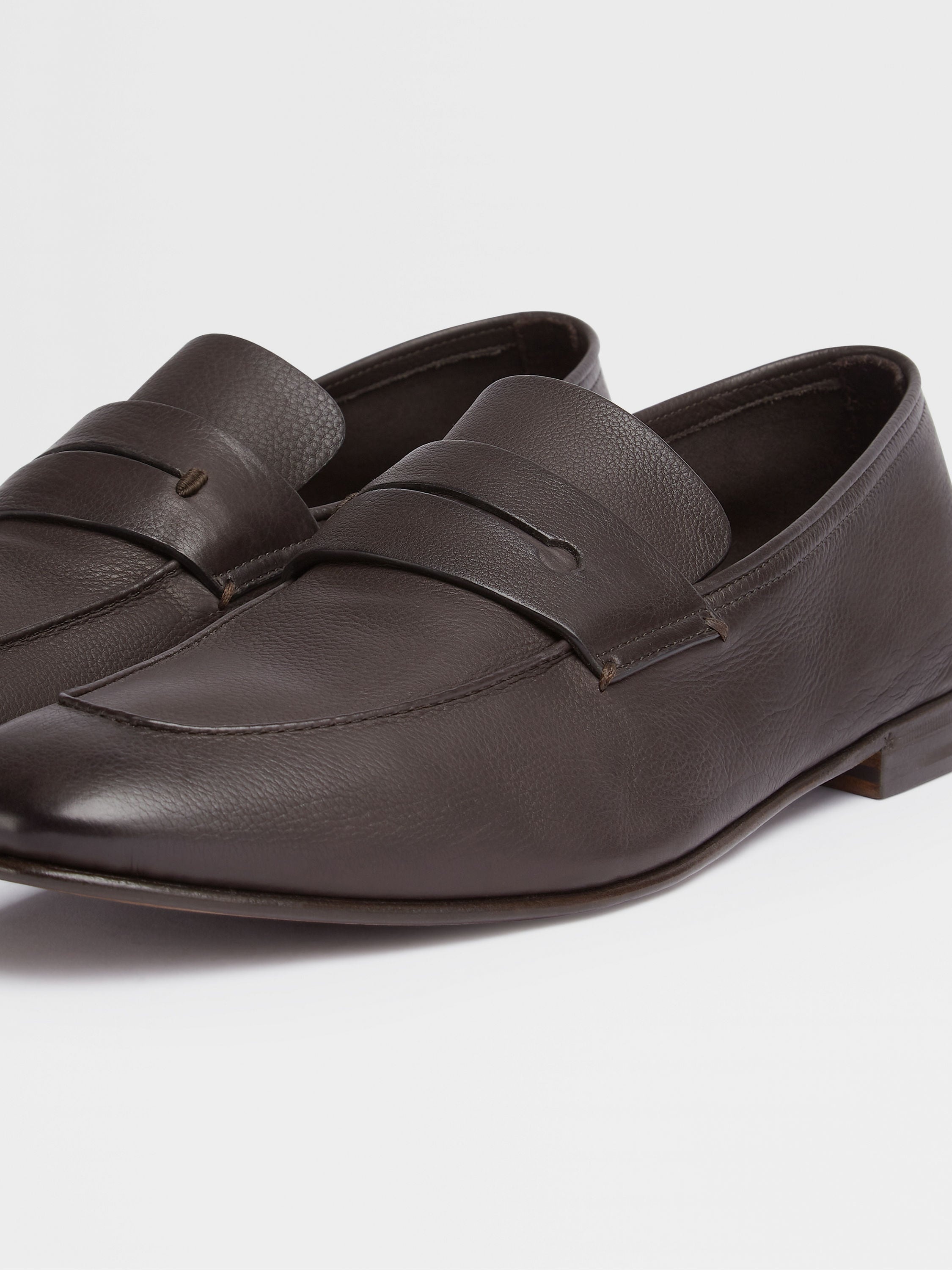 ZEGNA DARK BROWN SOFT LEATHER L'ASOLA MOCCASIN | REVERSIBLE