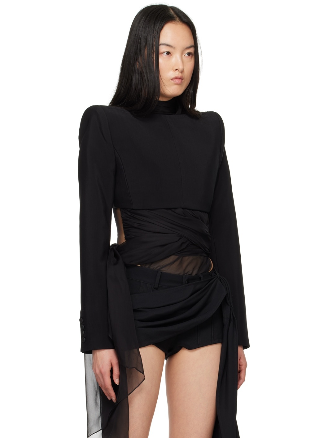Black Backless Blazer - 2