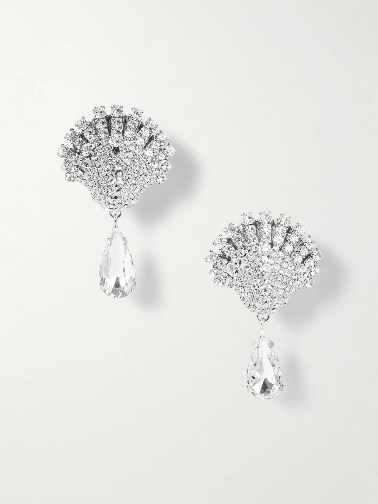 Silver-tone And Crystal Clip Earrings - 1