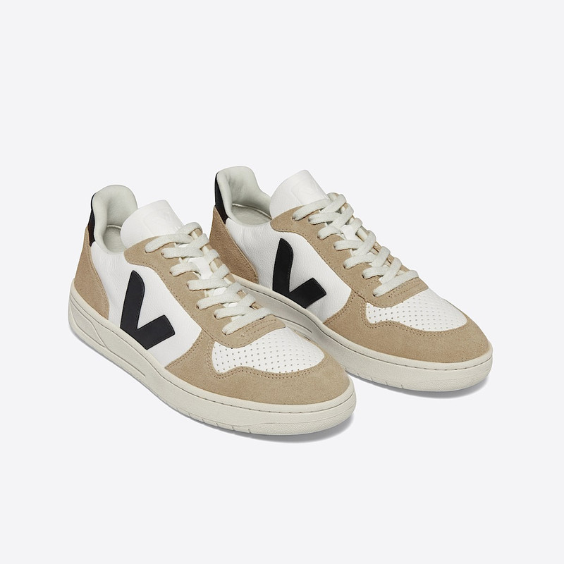 VEJA V-10 LEATHER WHITE BLACK SAHARA outlook