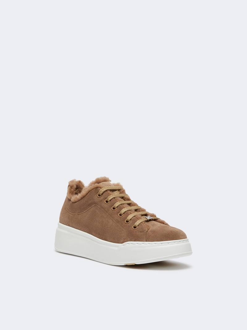 Max Mara TMAXI Suede and Teddy fabric trainers - CAMEL outlook