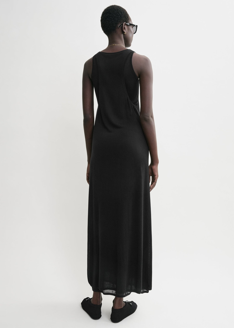 Layered knit tank dress black 4