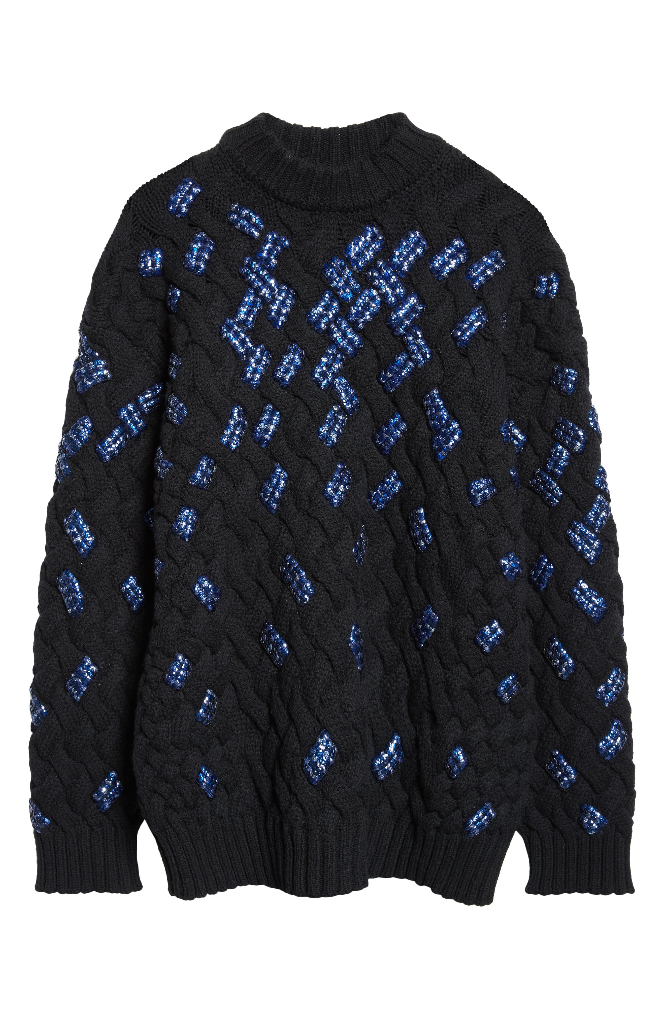Dries Van Noten Embellished Virgin Wool Cable Knit Sweater in Black at Nordstrom - 6