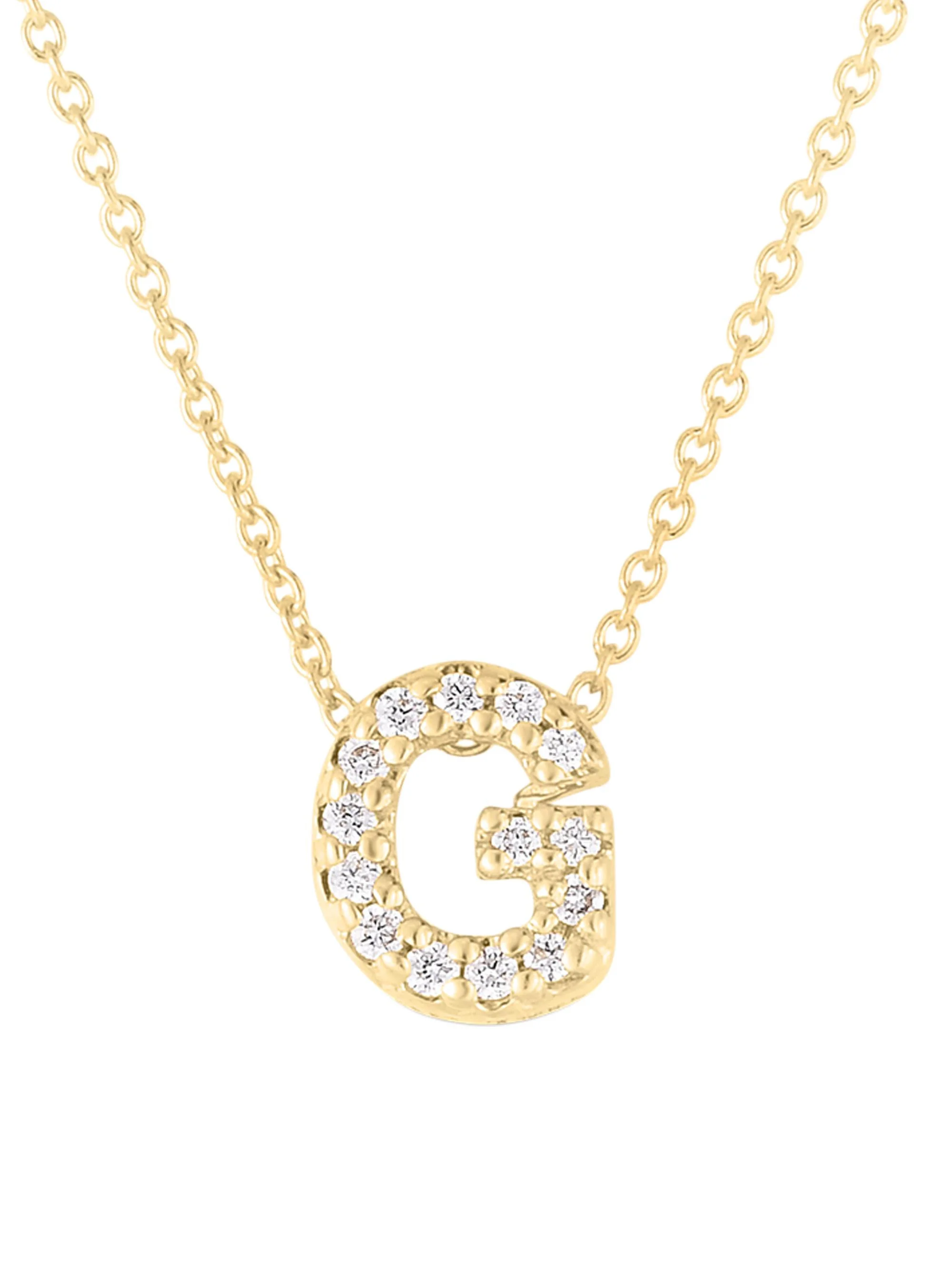 Women's Tiny Treasures Diamond & 18K Yellow Gold Initial Necklace - Initial G - 1