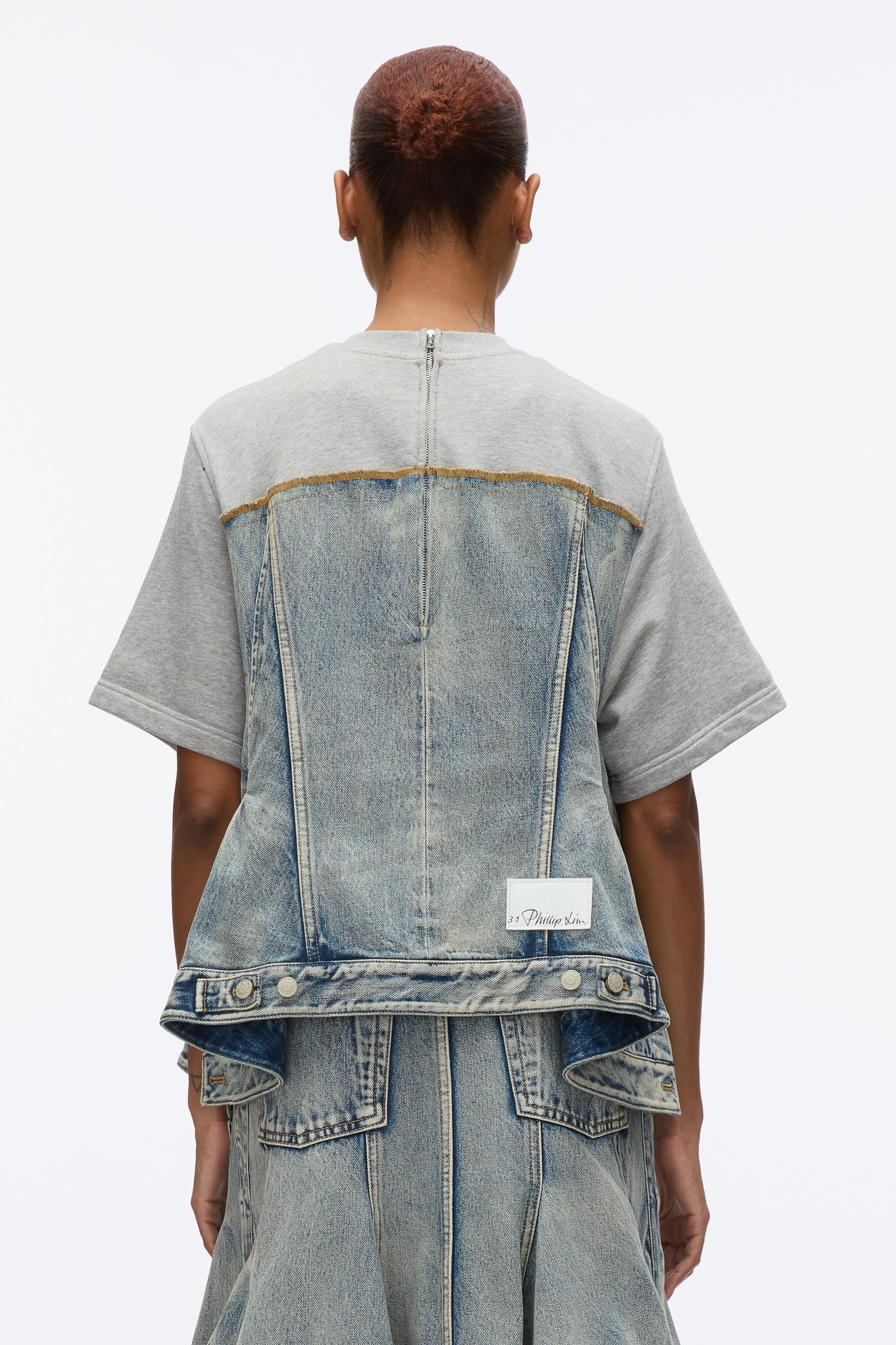 Flounce Hem Hybrid Denim Top - 4