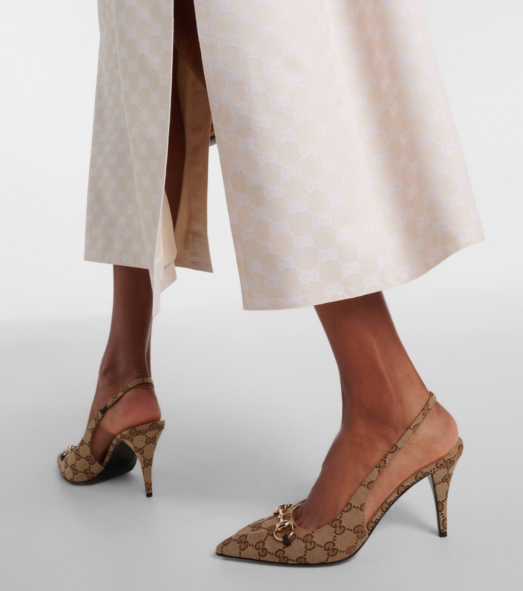 Horsebit GG canvas slingback pumps - 7