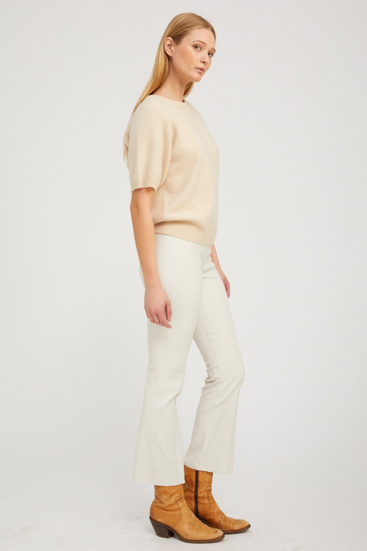 OAT CASHMERE SHORT SLEEVE RAGLAN SWEATER - 3