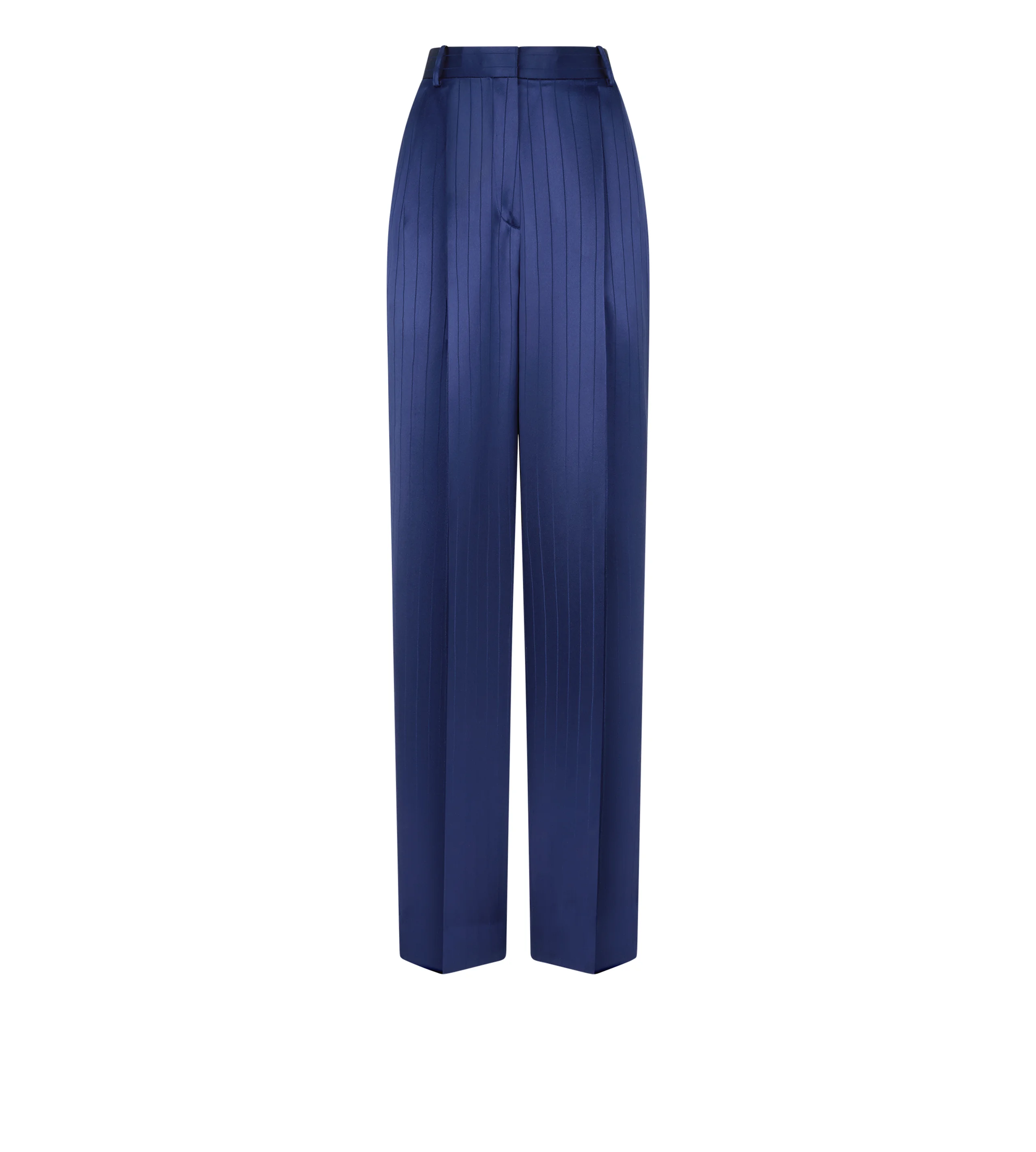 STRIPED HIGH-WAIST TAILORED WIDE LEG PLEATED STRAIGHT PANTS - 1
