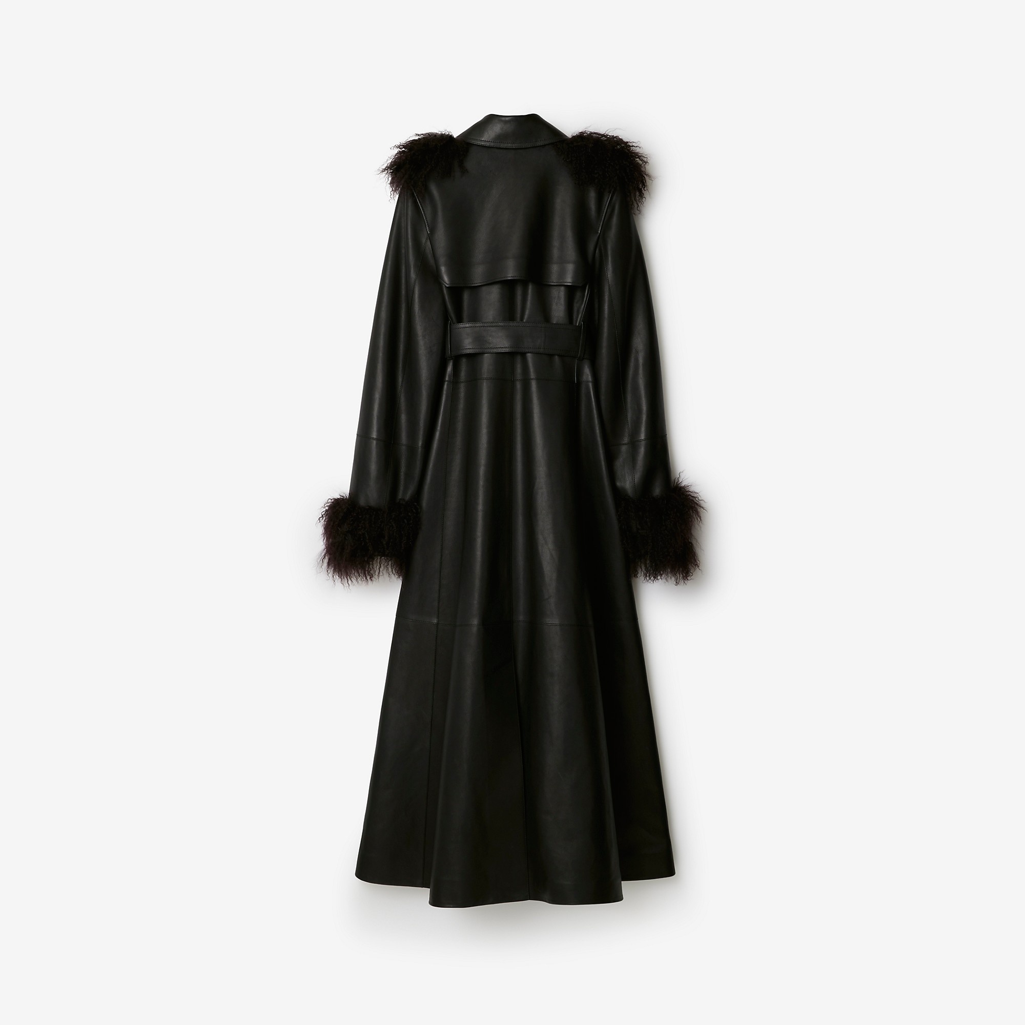 Long Leather Trench Coat - 5