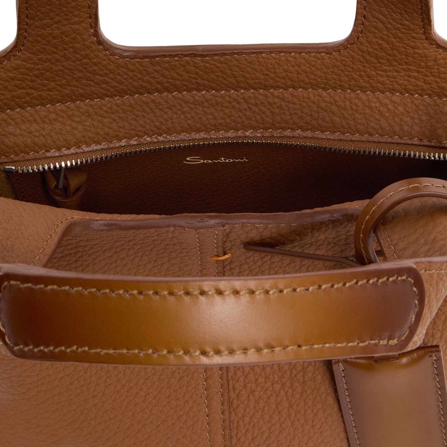 Light brown tumbled leather handbag - 4