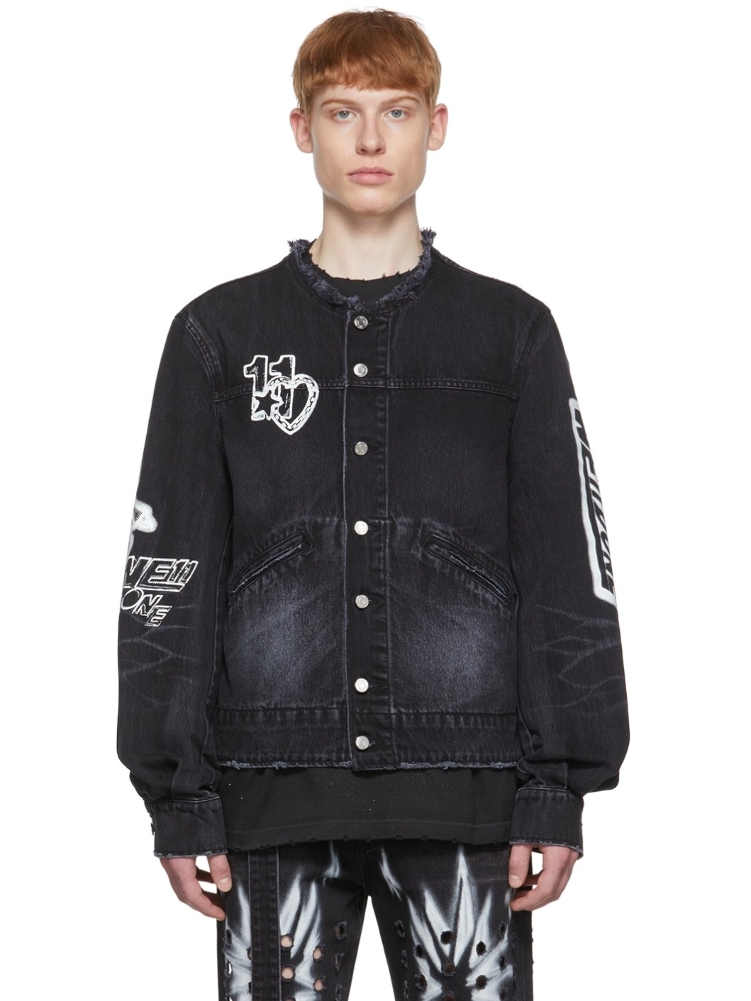 Black Faded Denim Jacket - 1