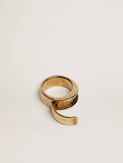 Golden Goose Ring in old gold color with hidden message outlook