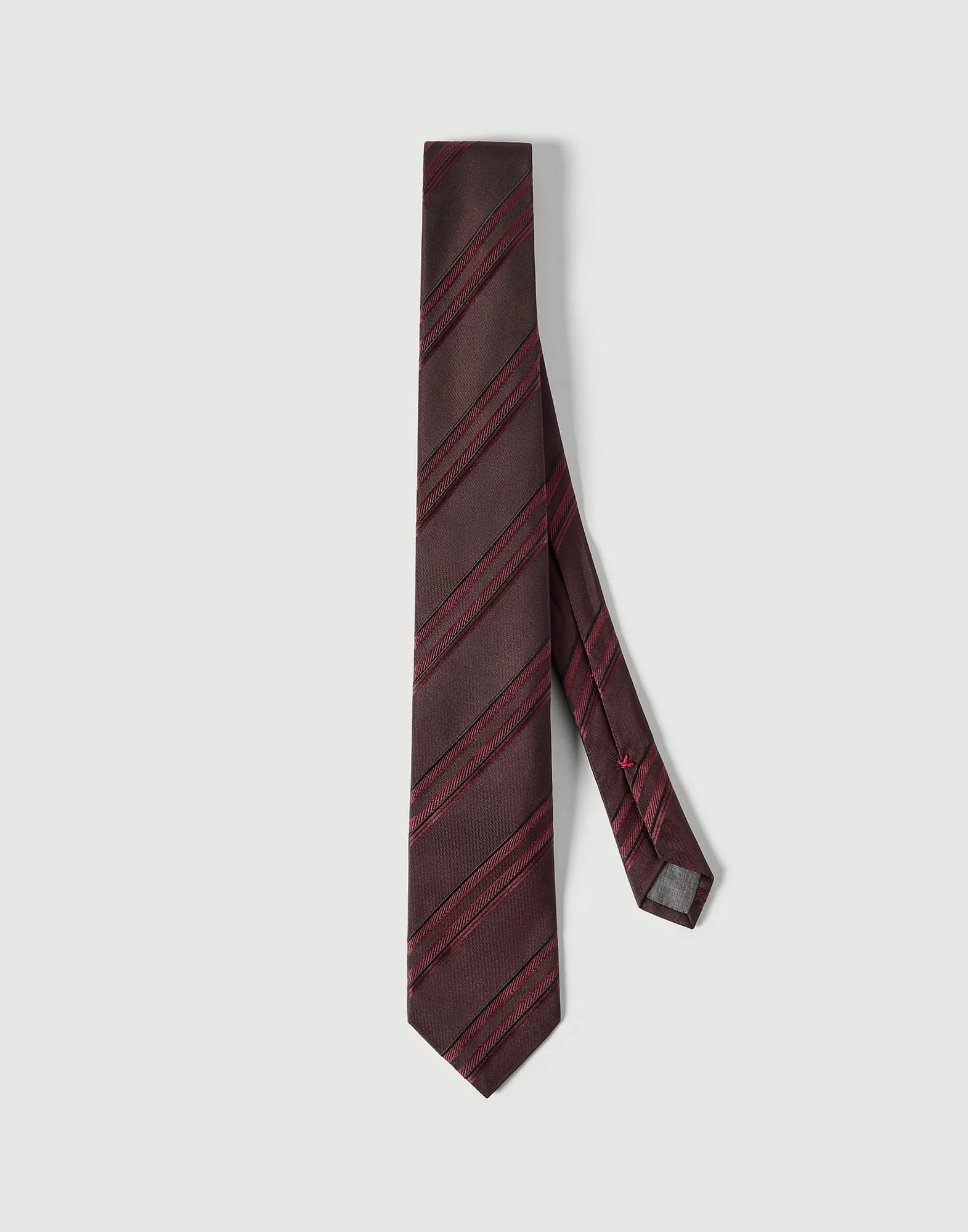 Textured striped silk tie - 1
