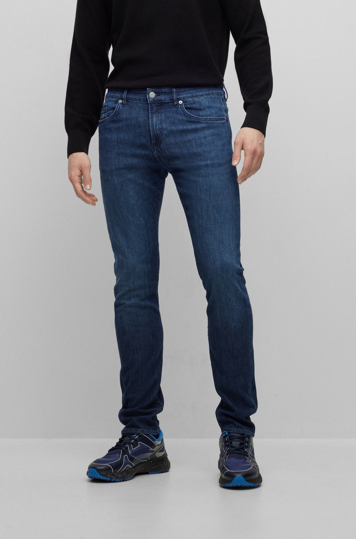 SLIM-FIT JEANS IN DARK-BLUE ITALIAN LIGHTWEIGHT DENIM - 2