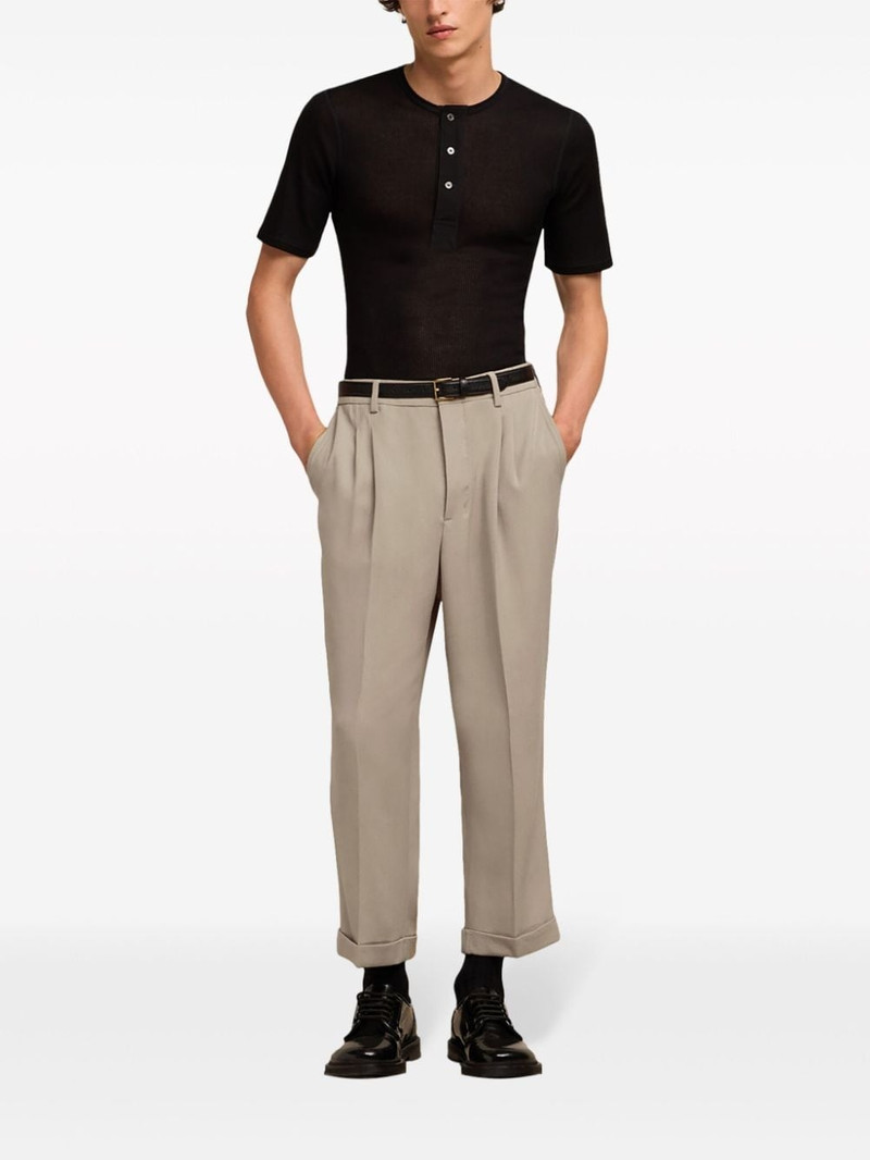 AMI Paris pressed-crease pleated tapered trousers outlook
