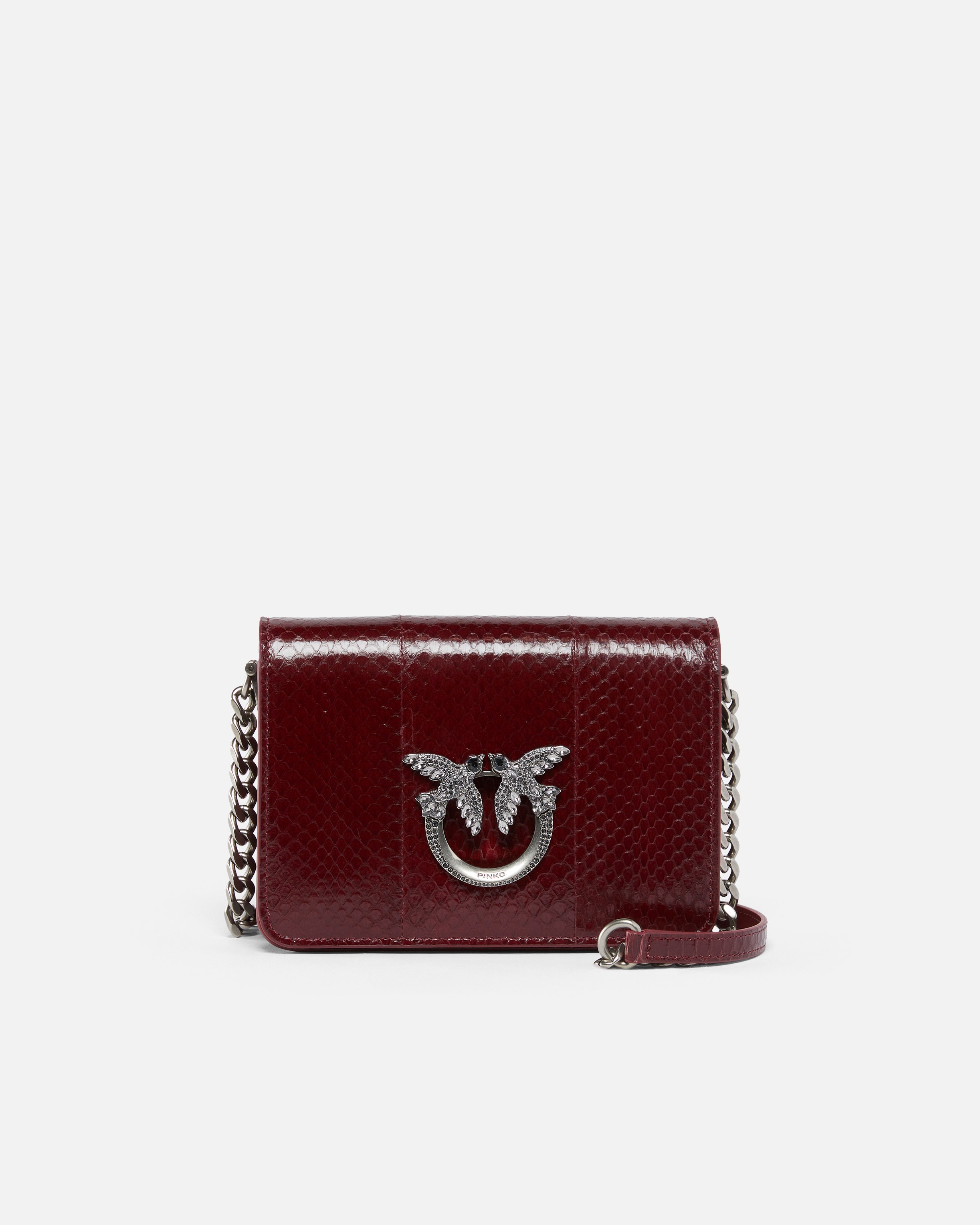 MINI LOVE BAG CROSSBODY BAG IN GLOSSY REPTILE PINKO GALLERIA. - 1