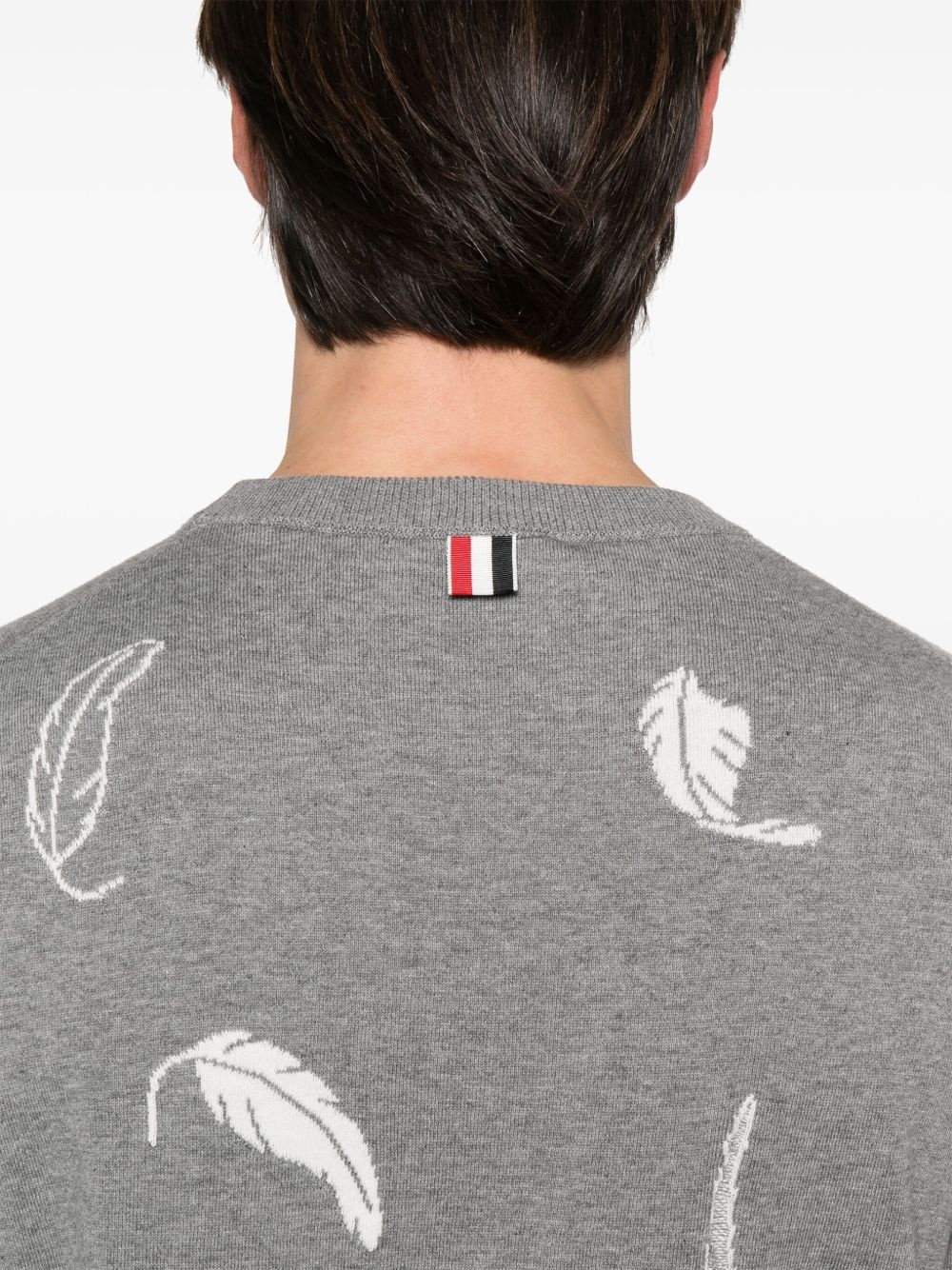 feather-intarsia cotton sweater - 5