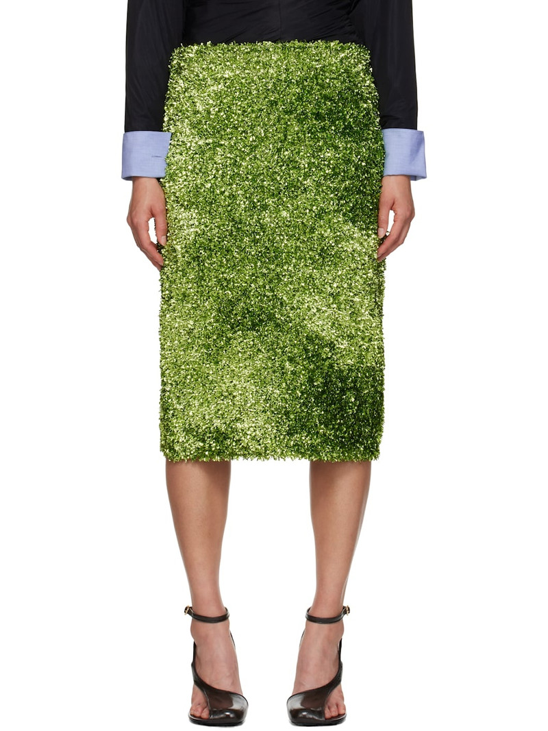 Green Tinsel Midi Skirt 1