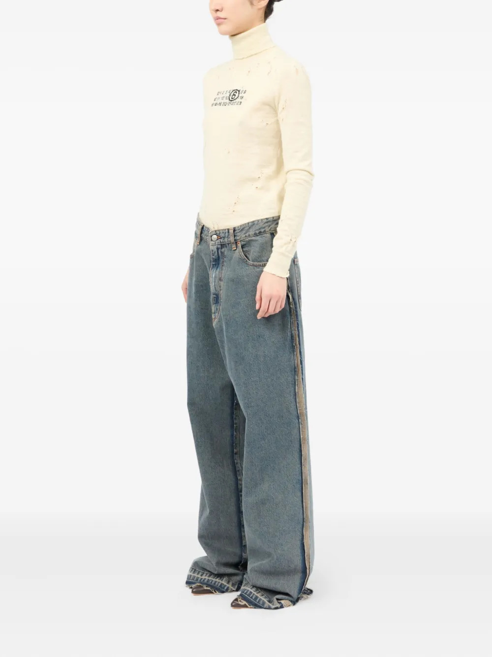MM6 Maison Margiela - Men Cotton Wide-Leg Jeans - 3