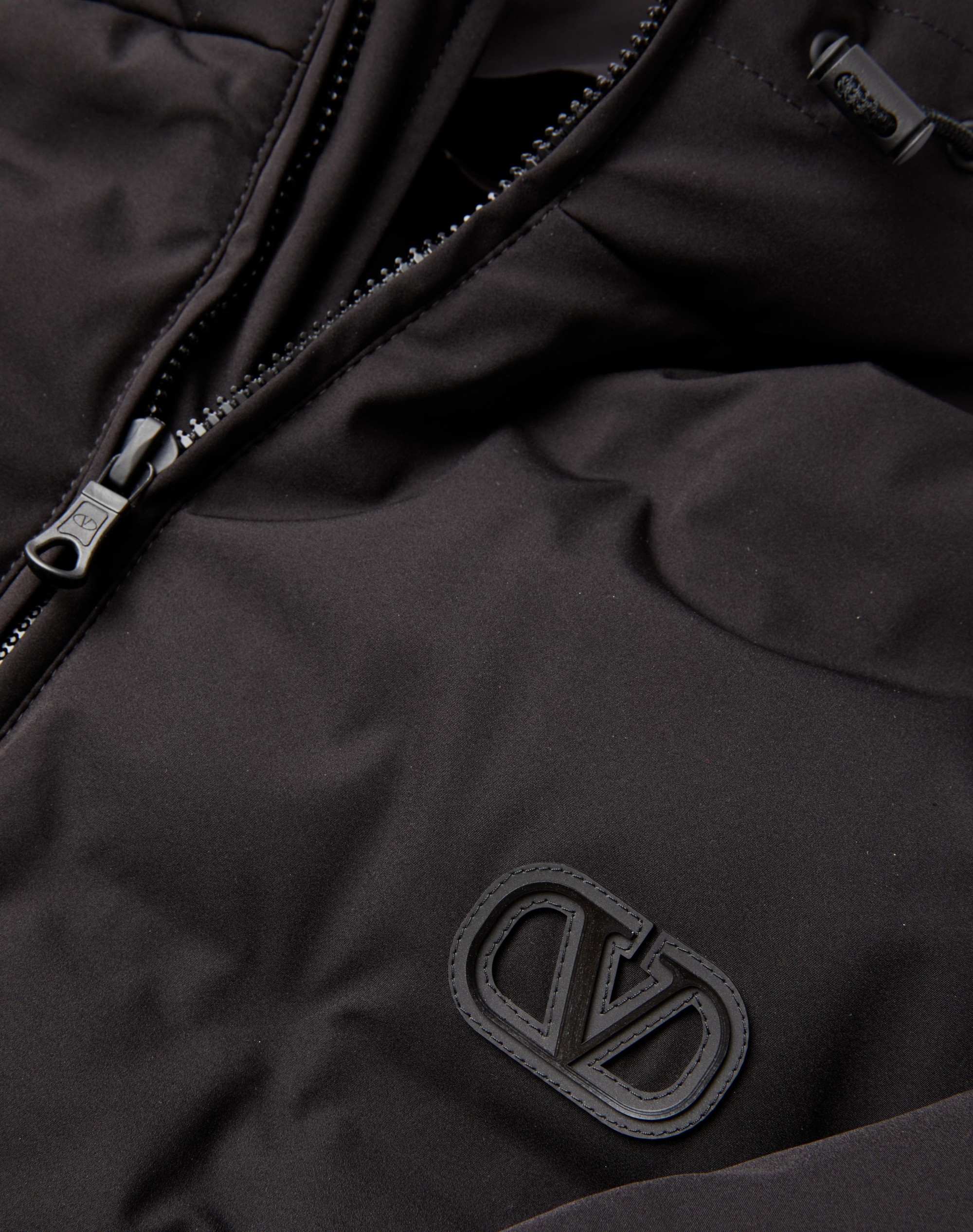 MATTE NYLON DOWN JACKET WITH HOOD AND VLOGO SIGNATURE PATCH - 3