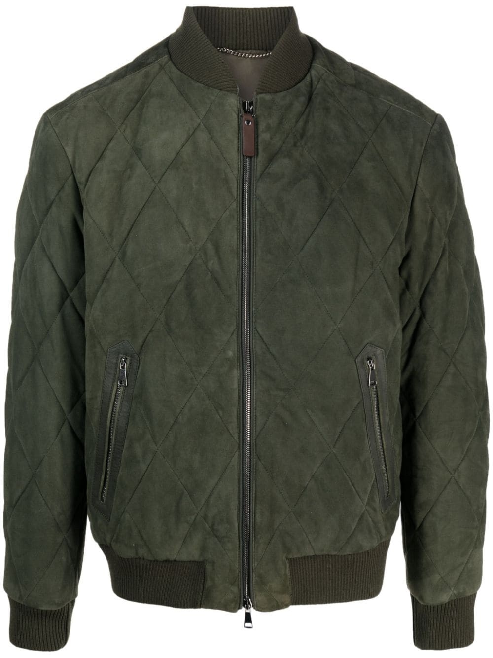 diamond-quilted suede bomber jacket - 1