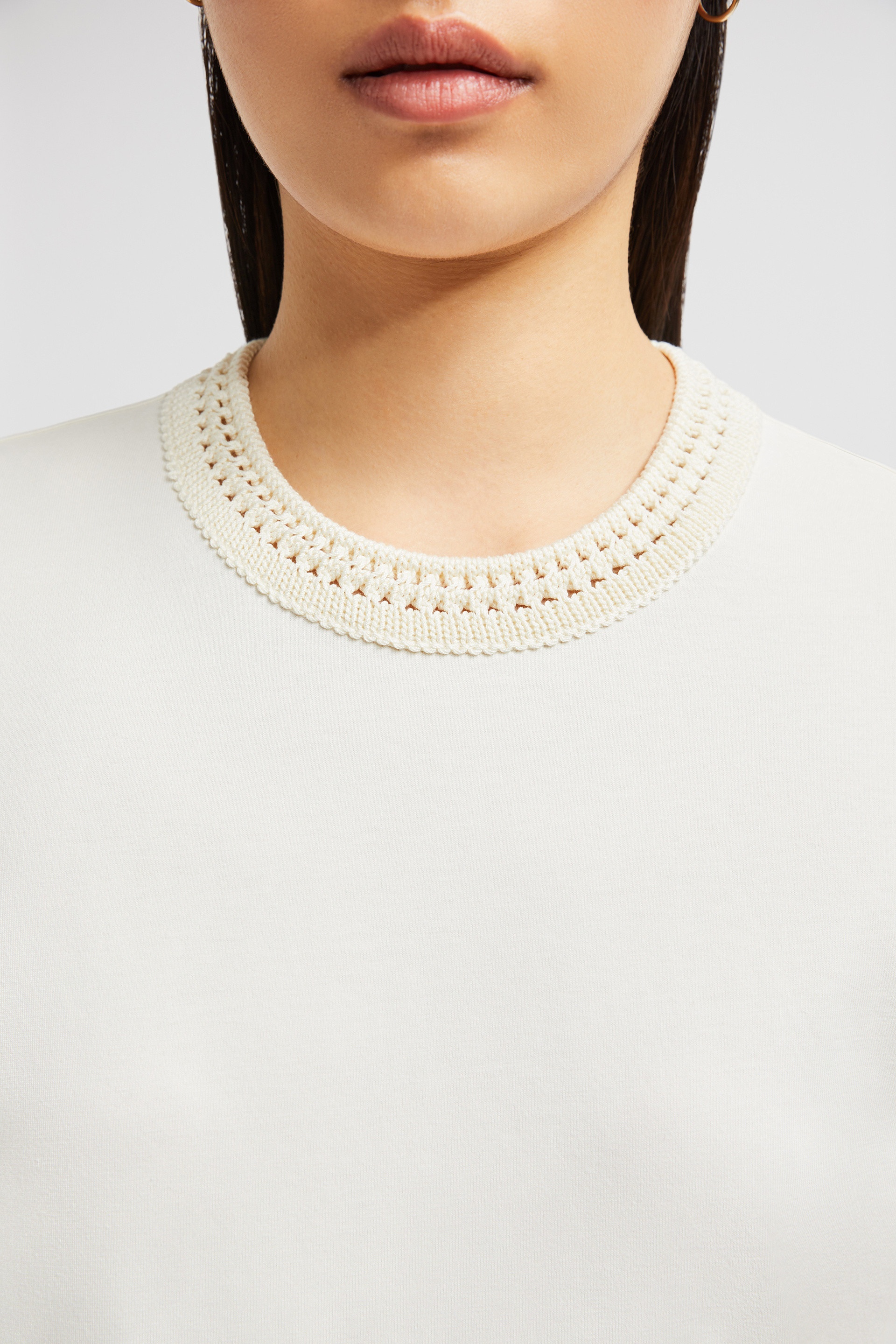 Moncler Crochet Accent Cotton T-Shirt | REVERSIBLE