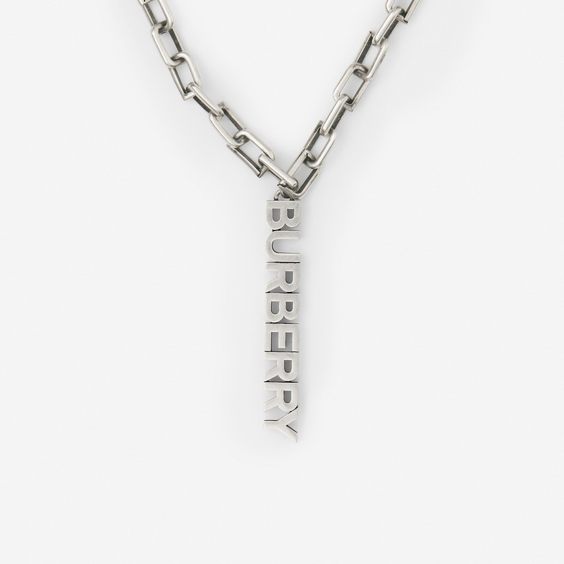 Burberry Logo Detail Palladium-plated Necklace outlook
