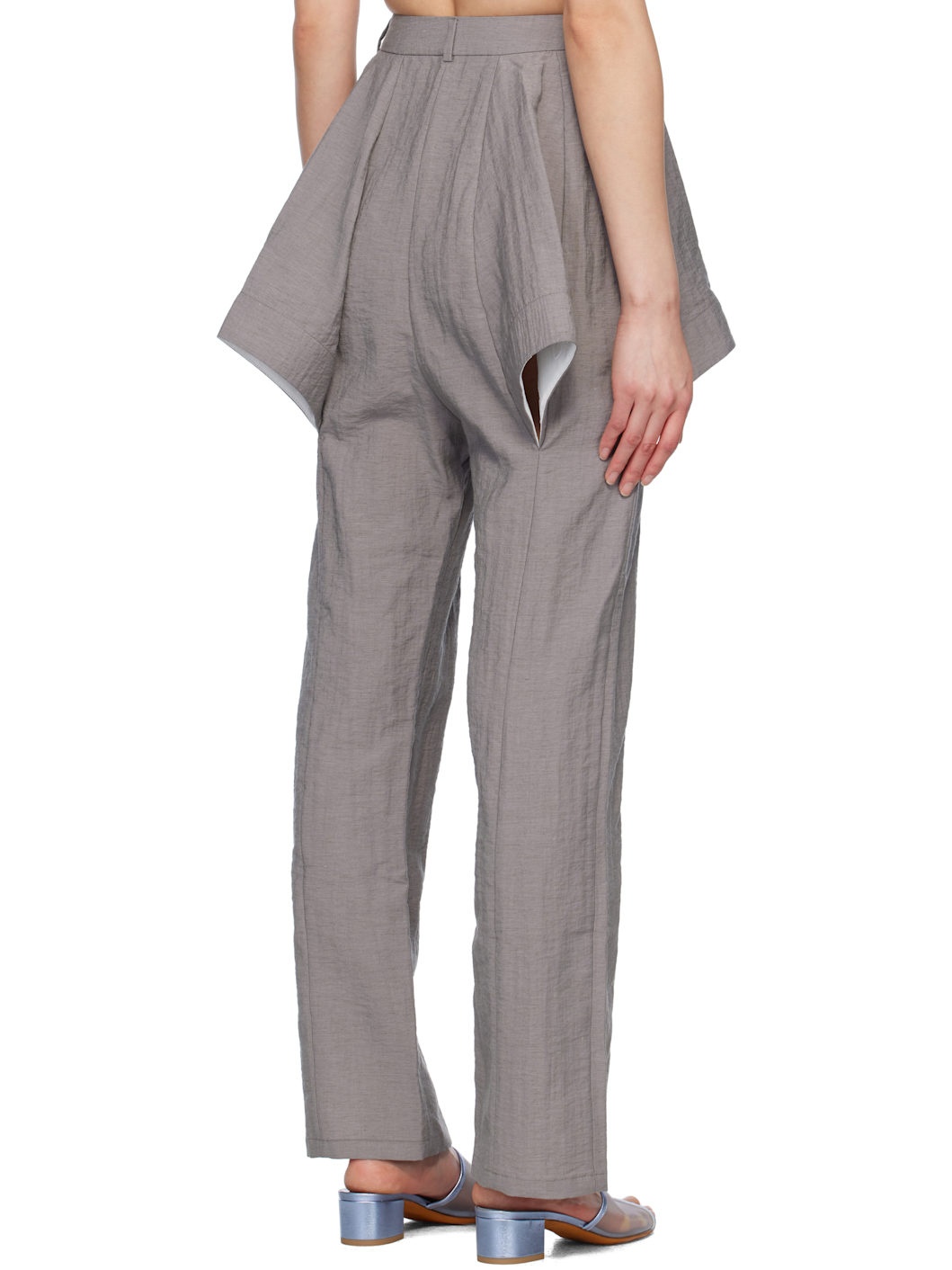 Gray Lazzat Sculptural Trousers - 3