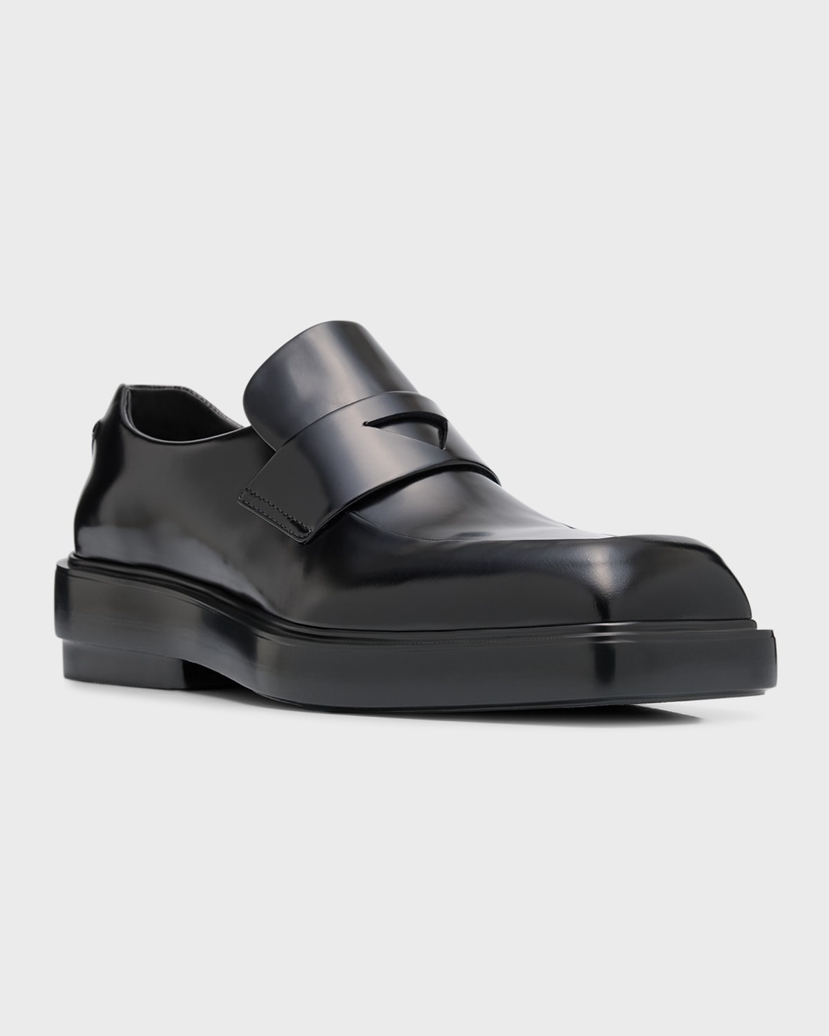 Leather Square-Toe Penny Loafers - 4