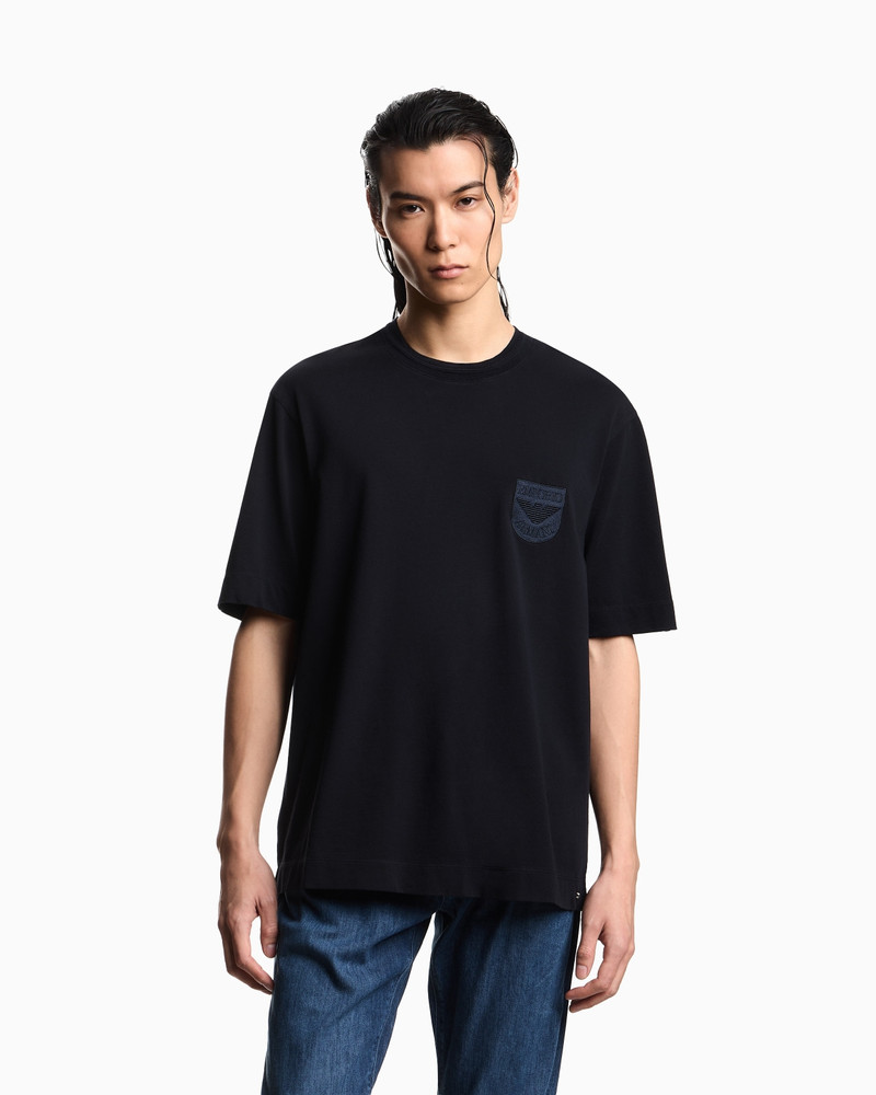 EMPORIO ARMANI HEAVY JERSEY T-SHIRT WITH SHIELD EMBROIDERY outlook