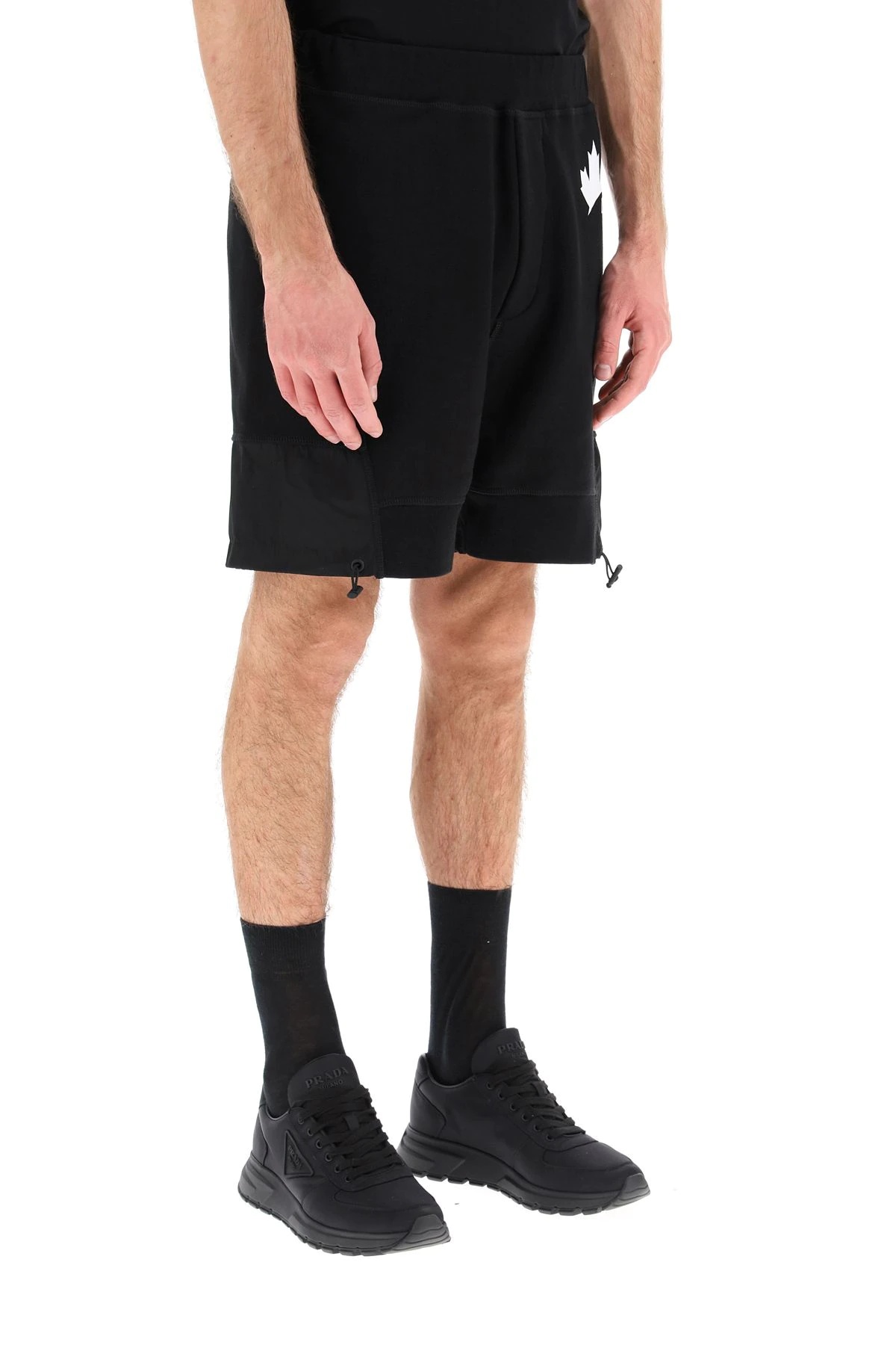 SHORT SWEATPANTS WITH NYLON INSERTS - 3