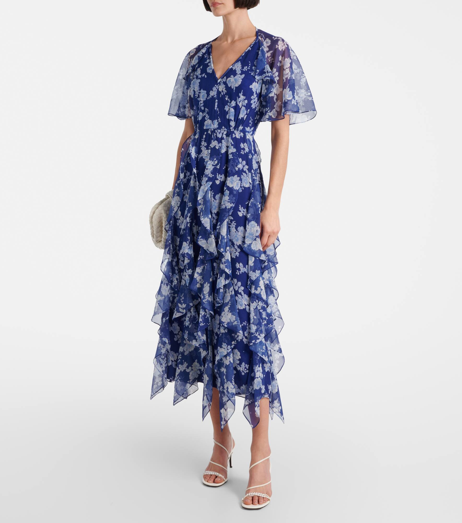Floral ruffled chiffon midi dress - 2
