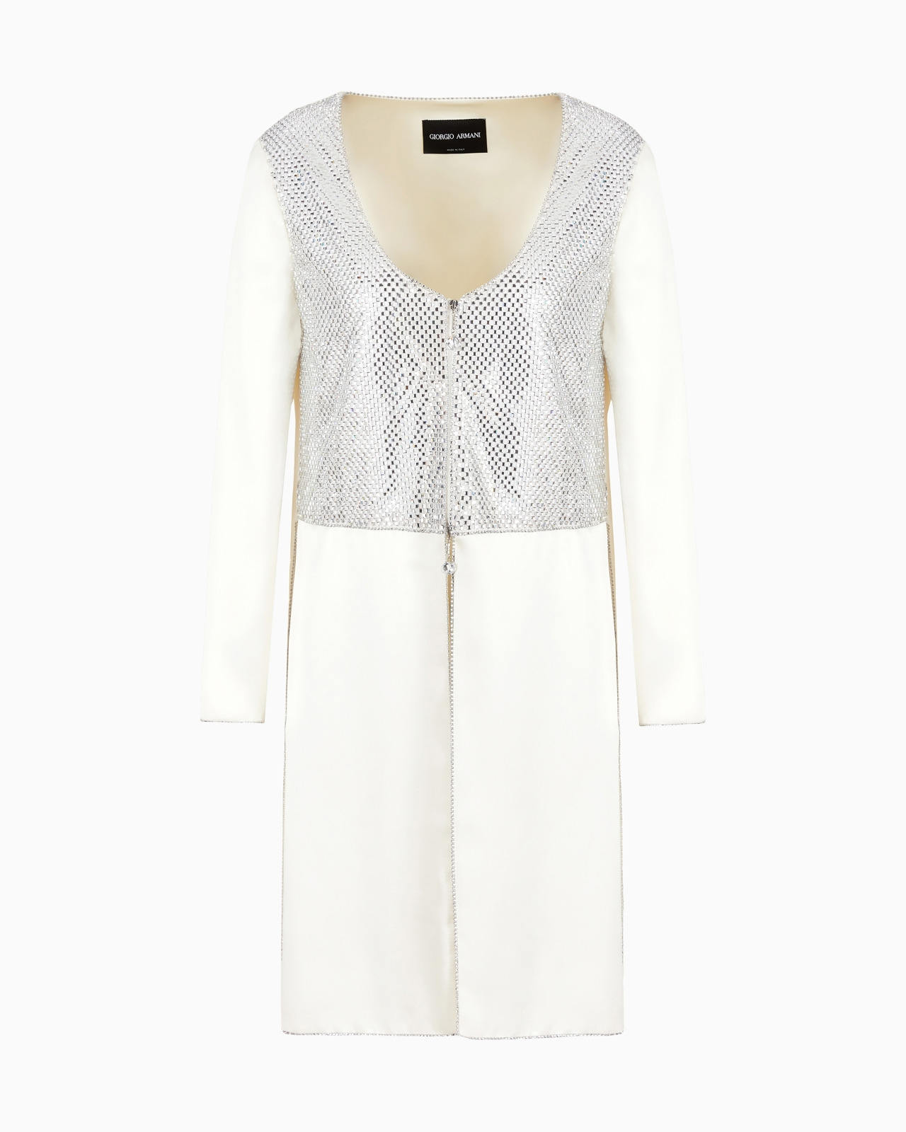 Rhinestone-embroidered silk duster - 1