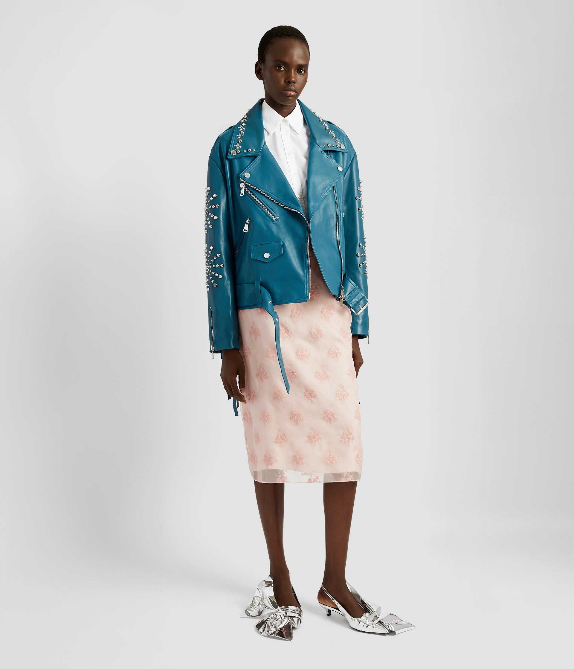 LEATHER OVERSIZED BIKER JACKET - 4