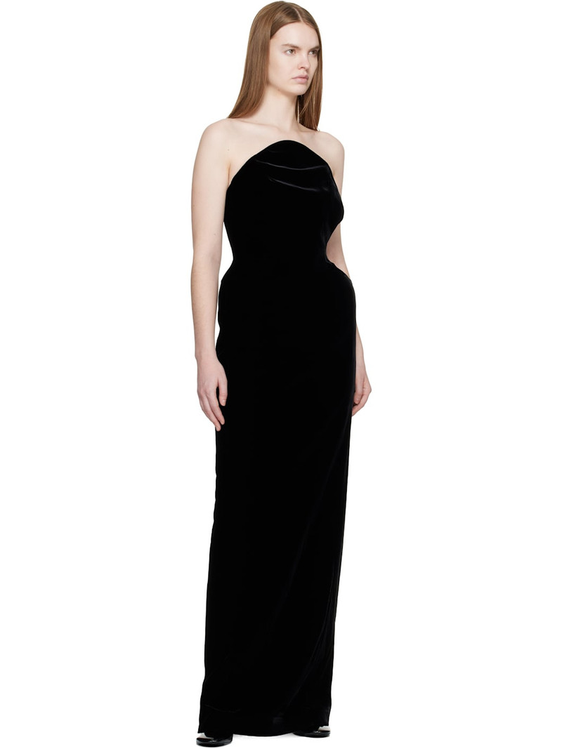 MUGLER Black Lounge Velvet Maxi Dress outlook