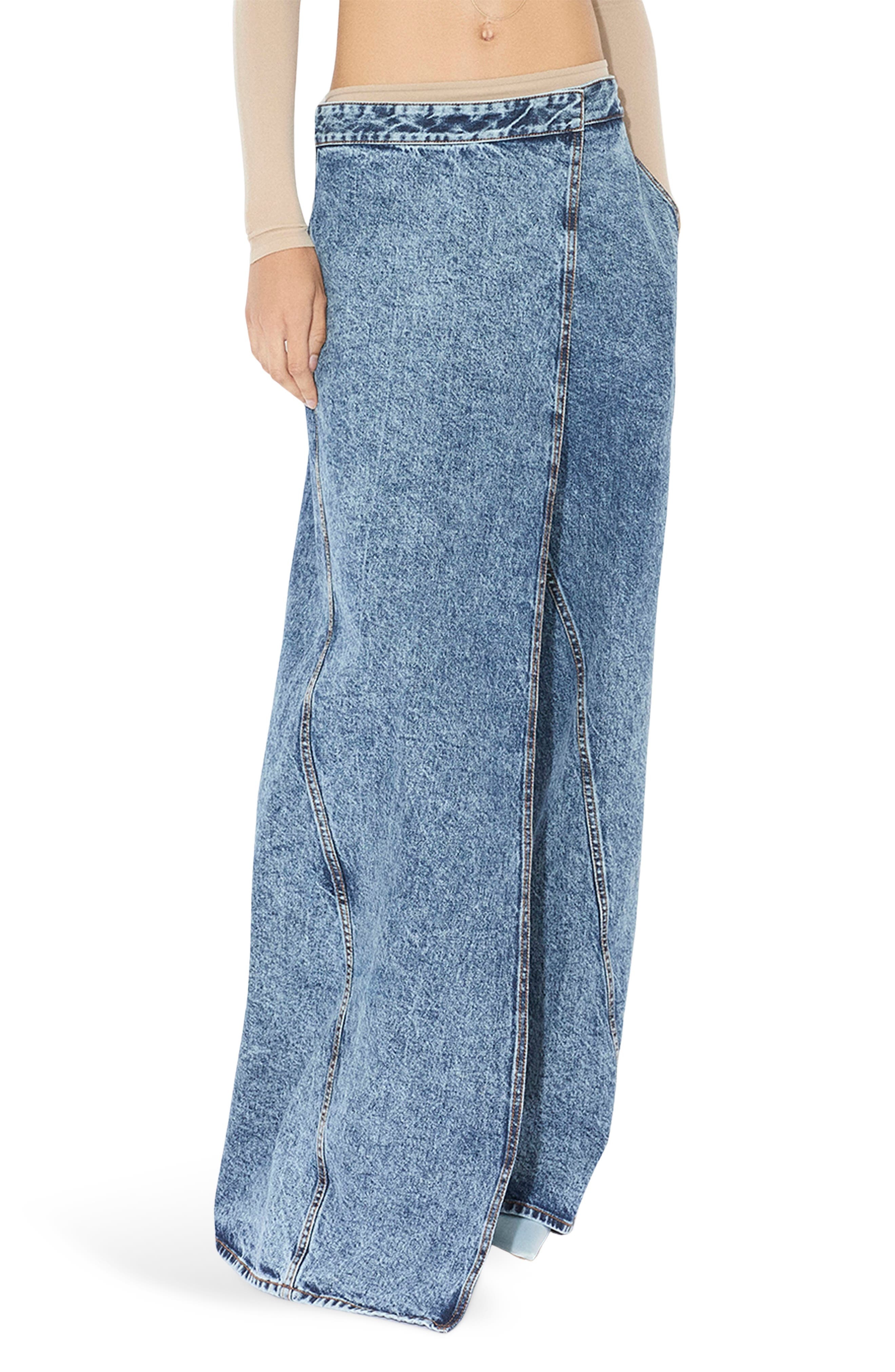 Alaïa Wide Leg Wrap Jeans in Bleu Neige at Nordstrom - 2