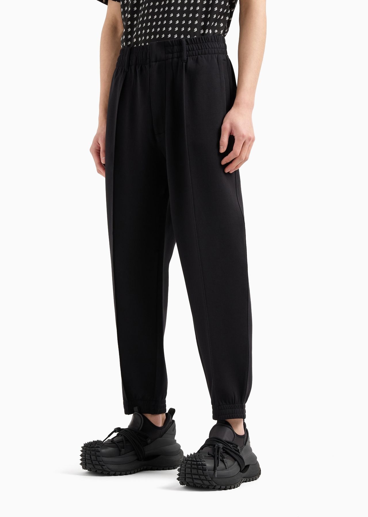 Double-jersey trousers with crease and stretch ankle cuffs - 2
