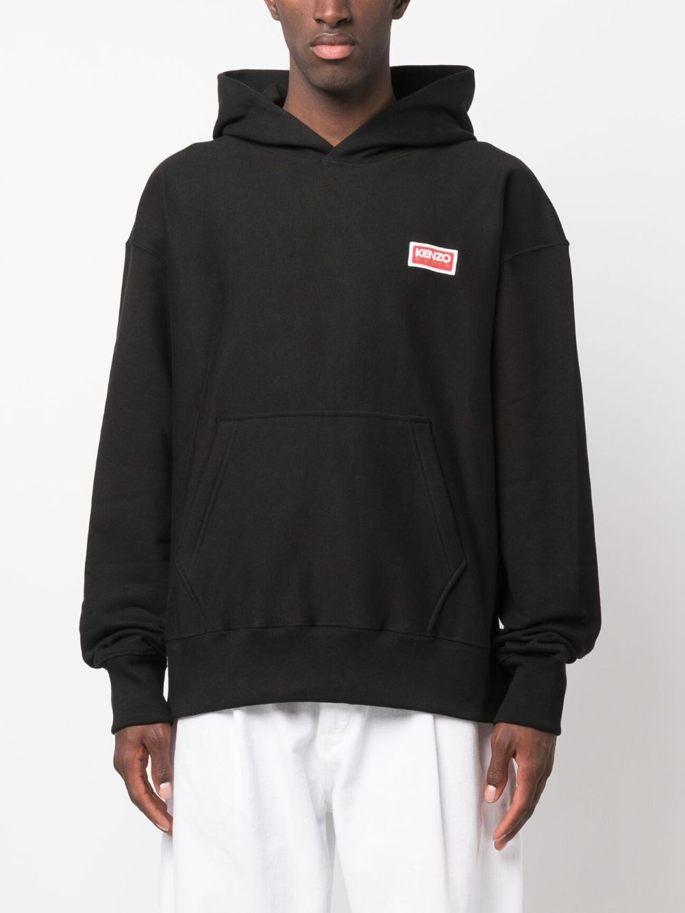 logo-print stretch-cotton hoodie - 3