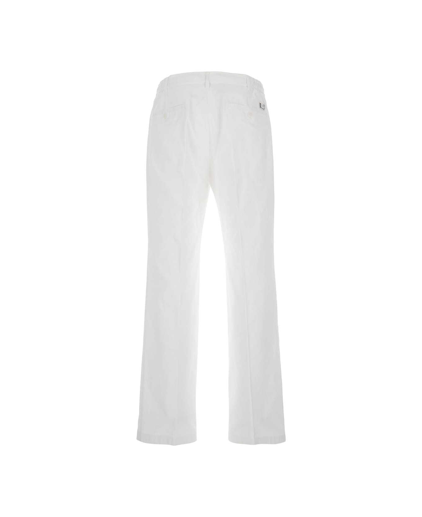 White Five Pocket Pants With Logo Plaque On The Back In Cotton Man - 2