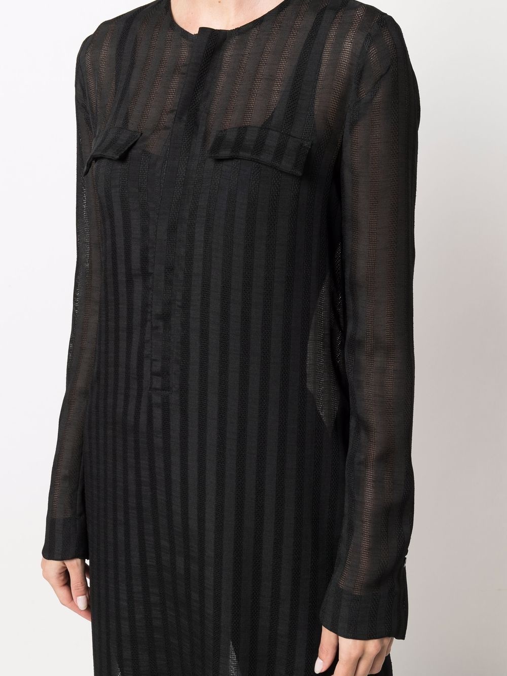 striped sheer oversized T-shirt - 5