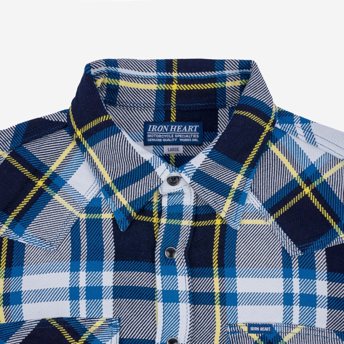 IHSH-390-BLU 9oz Selvedge American Check Western Shirt - Blue - 8