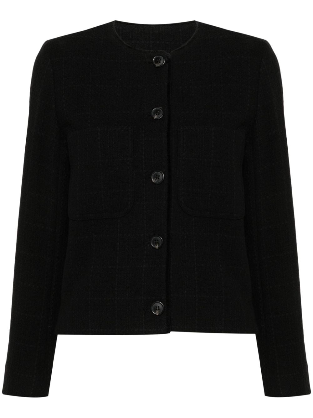 collarless tweed jacket - 1