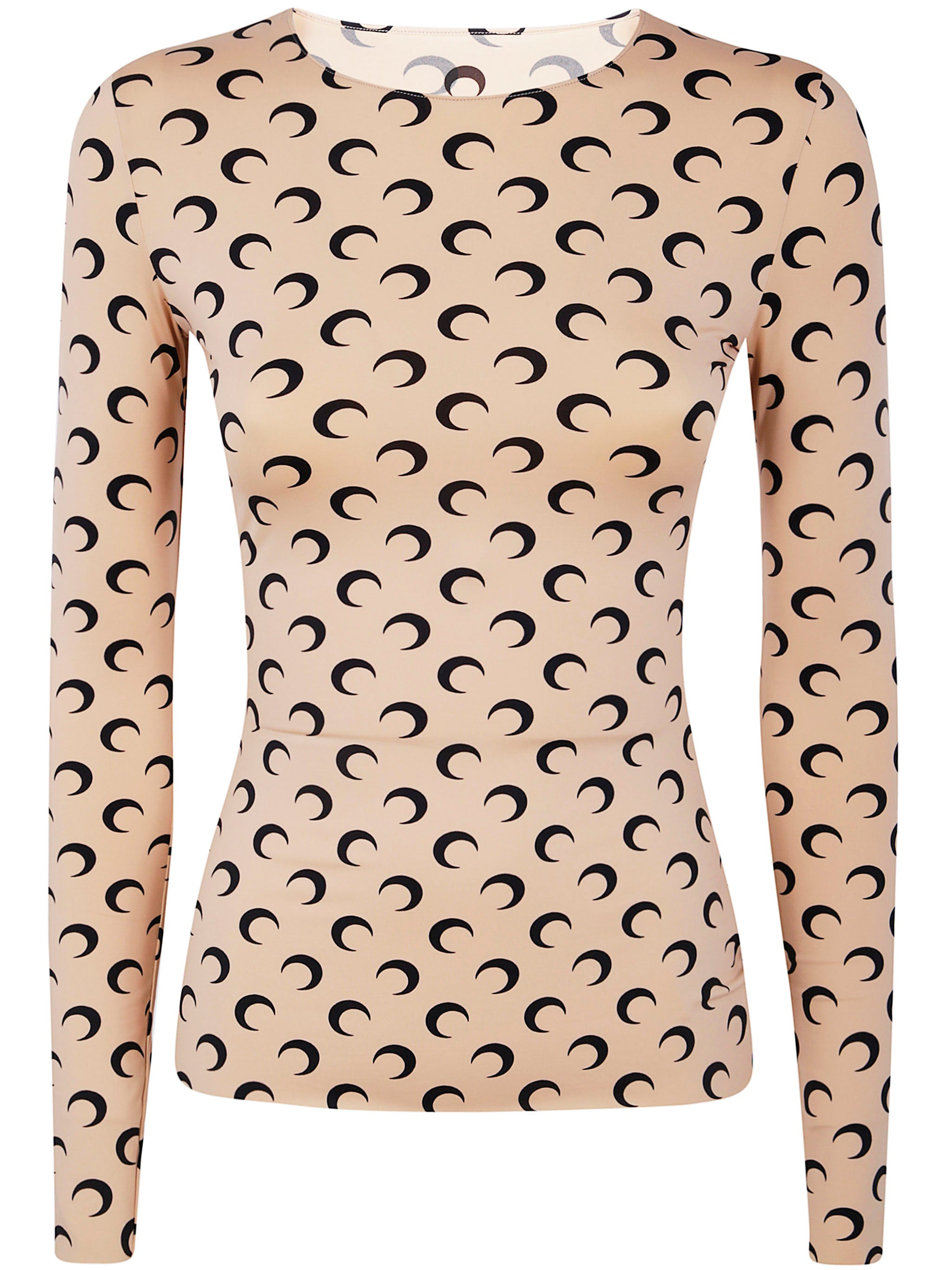 Marine Serre Women "Moon" Printed Jersey Ls Crewneck Top - 7